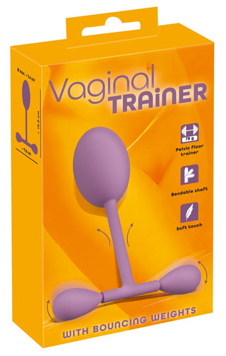 Orange box märkt "Vaginal Trainer Bouncing" med en bild på en lila bäckenbottenträningsapparat, perfekt för bäckenbottenträning och för att stärka knipmuskler.