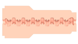 Vanna Bardot Fleshlight Dopamine har en cylindrisk form med en strukturerad, räfflad inredning gjord av Superskin-material, som liknar en mekanisk komponent.