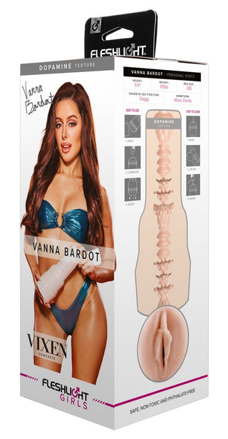 Vi introducerar Vanna Bardot Fleshlight Dopamine, tillverkad med Superskin-material för en realistisk känsla. Denna vuxenleksak har en intern design märkt Dopamine Texture, vilket garanterar sensationell njutning vid varje användning.