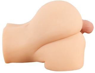 Realistixxx Deluxe Double Torso har realistiska skinkor på en vit bakgrund och är utformad som en dubbelsidig masturbator av hög kvalitet för en autentisk upplevelse.