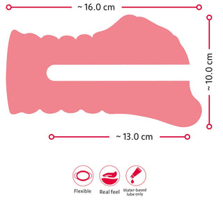 Pink Nature Skin-vaginamasturbator, flexibel design, 16 cm lång, 10 cm hög, 13 cm inre längd.