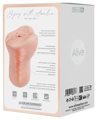 Ask med Amelia S Realistic Lösvagina har funktioner som realistisk upplevelse och premium TPE-material, tillsammans med skötselråd för din vagina-onani.