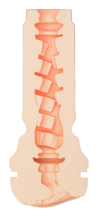 Illustration av en mänsklig ryggrad med kotor och diskar på en vit bakgrund - perfekt för att förstå kroppsstrukturen när man utforskar produkter som Feel Lacy Lennon Masturbator eller andra realistiska njutningshjälpmedel.