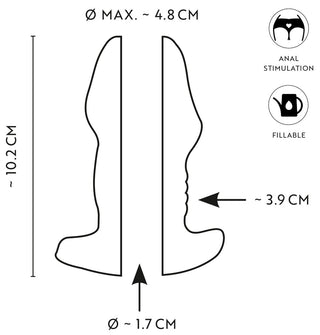 Transparent ANOS Analplugg med Tunnel, 10,2 x 4,8 cm, genomskinligt material, ihålig tunneldesign med märkta mått.