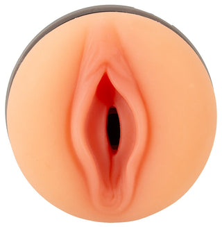 Rebel V-Stroker Melissa-masturbator, hudfärgat silikon med realistisk anatomisk utformning, visad i närbild.