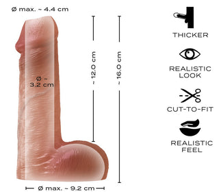 Penishylsa i transparent silikon med realistisk design, märkt tjocklek och längdjusterbar ände som kan skäras till.