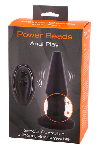 Orange och svart låda för "Rimming Buttplug Med Fjärrkontroll", en fjärrstyrd, uppladdningsbar analplugg i silikon för intensiv analstimulering.