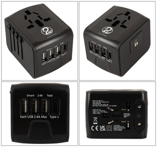 Svart CLIMAXXR360 sexmaskin med säte, olika pluggtyper och en USB Type-C-port; robust design med slät finish.