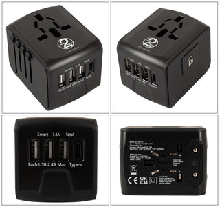 Svart CLIMAXXR360 sexmaskin med säte, olika pluggtyper och en USB Type-C-port; robust design med slät finish.
