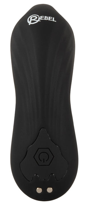 REBEL RC Buttplug 2 Funktioner är en svart, handhållen elektronisk enhet med en böjd design och knappar, som erbjuder prostatanstimulering för ökad njutning.