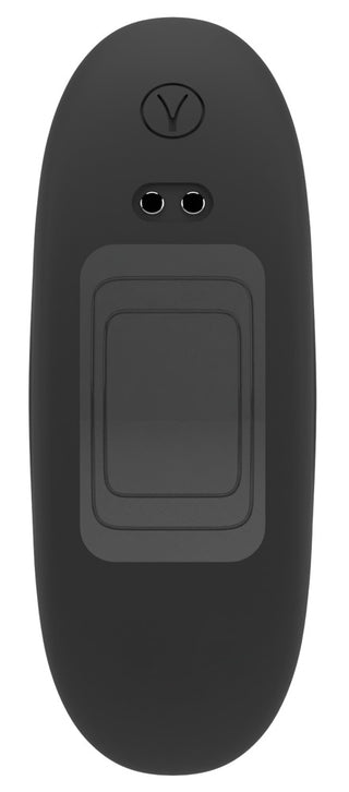 ANOS RC Vibrerande analspreader är en svart, oval analvibrator gjord av silkeslent silikon, med en central klämma, två portar, knappkontroll och trådlös fjärrkontroll för enkel användning.