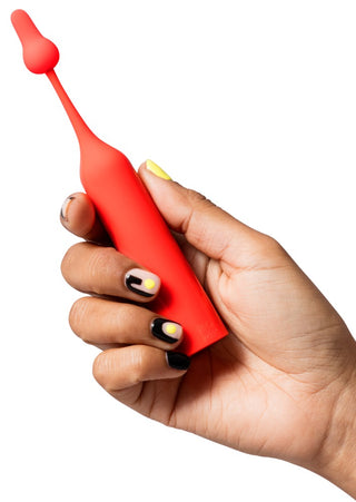 ROMP Pop Klitorisvibrator i färgglad design, tillverkad av slät silikon, visas på en vanlig vit bakgrund.