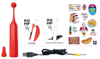 ROMP Pop Klitorisvibrator i gul silikon med avtagbart lock och en kompakt, ergonomisk design.