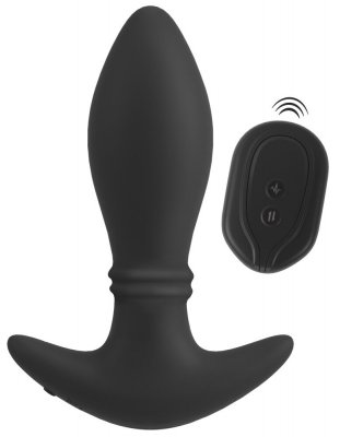 Moving Rings Butt Plug är en analplugg i svart silikon med dynamiska massageringar, med tvåmotorig design och trådlös fjärrkontroll för ökad njutning och sömlös funktion.
