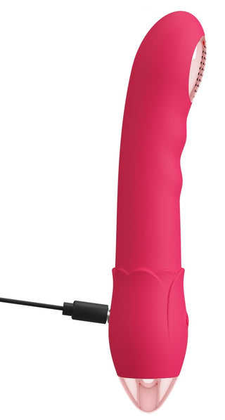 Showers to Orgasm Duschvibrator är en rosa, vattentät silikonvibrator med 10 intensiva vibrationslägen och kurvad form. Laddas enkelt via svart kabel för flexibel och bekväm användning. Uppladdningsbar och smidig att använda i duschen.