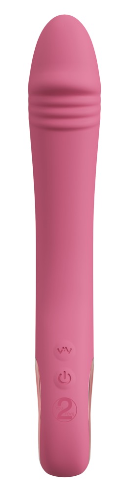 Slim G-Spot Vibrator Rose, en rosa silikonenhet med kontrollknappar på handtaget, mot en orörd vit bakgrund.
