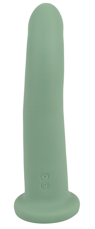 LUVIO Soft Rotating Rabbitvibrator är en grön vibrator med rundad spets, tillverkad av mjuk silikon, och har två kontrollknappar vid basen.