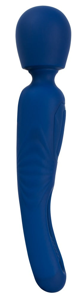 2in1 Wand med Flicking Tongue är en blå massagestav med rundat huvud, ergonomiskt handtag och flexibel massagedel för ultimat avslappning och muskelavlastning.