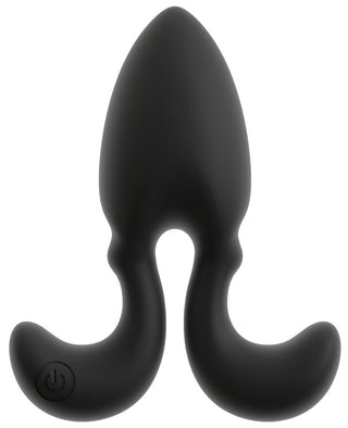 Buttplug med Flexibla Armar är en prostatamassagerare i svart silikon med dubbla böjda handtag, en strömknapp på ena handtaget och är utformad för intensiv analstimulering.
