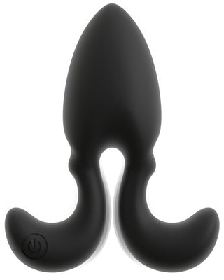 Buttplug med Flexibla Armar är en prostatamassagerare i svart silikon med två böjda armar, en strömknapp på vänster arm och är utformad som en vibrerande analplugg för ökad stimulering.