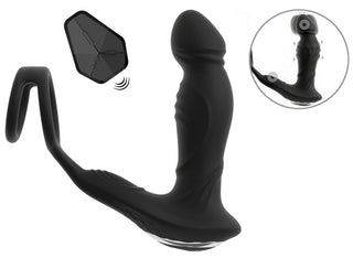Prostatavibrator Med Fjärrkontroll Rebel är en svart silikonstimulator med texturerad yta för ökad njutning; fungerar även som analplugg för mångsidig användning.