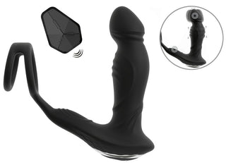 Prostatavibrator Med Fjärrkontroll Rebel är en svart silikonstimulator med texturerad yta för ökad njutning; fungerar även som analplugg för mångsidig användning.