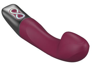 Titanz G-punktsvibrator finns i vinrött och svart, med kontrollknappar på handtaget. Denna uppladdningsbar enhet kombinerar stil med praktisk funktionalitet.