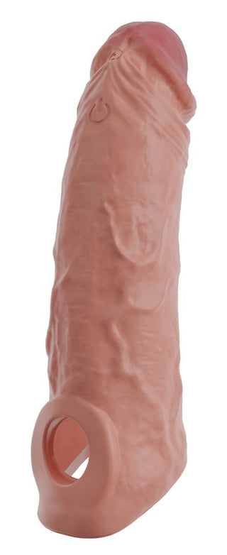 Vibro Sleeve med Ballring är en realistisk, köttfärgad penishylsa med en basring för förlängning av penis, utformad för att öka känslan och komforten.