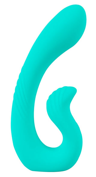 NAIRA Dual Heads Vibrator är en turkos, flexibel vibrator med ett böjt skaft, texturerad extern stimulator och 10 vibrationslägen för ökad njutning.