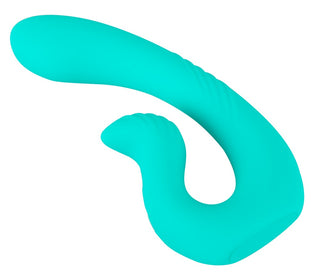 NAIRA Dual Heads Vibrator - en kurvad, flexibel, teal silikonvibrator med två ändar och 10 vibrationslägen.