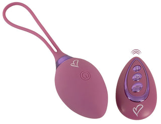 Rosa fjärrstyrd Kegel-boll i silikon med fjärrkontroll med tre knappar och justerbart band.