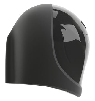 Sidovy av en blank svart hjälm med en modern, slät design och ett lätt böjt visir, som påminner om den eleganta finishen på Vibrerande Ollon Masturbator.