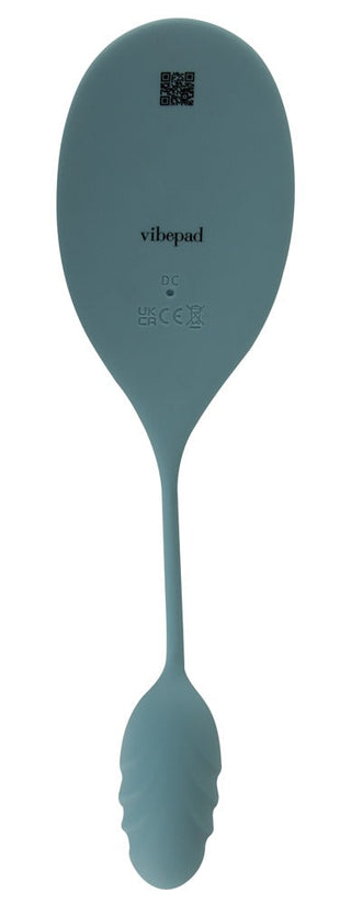 Vibepad Mini vibrator i teal-silikon med bladformad ände, utformad för inre och yttre stimulering.