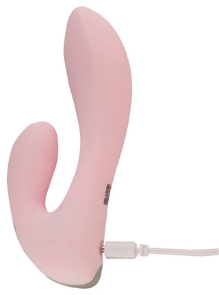 CERYA Rabbitvibrator är en rosa minivibb i silikon med dubbla ändar för vaginal och klitorisstimulering, och inkluderar en USB-laddningskabel.
