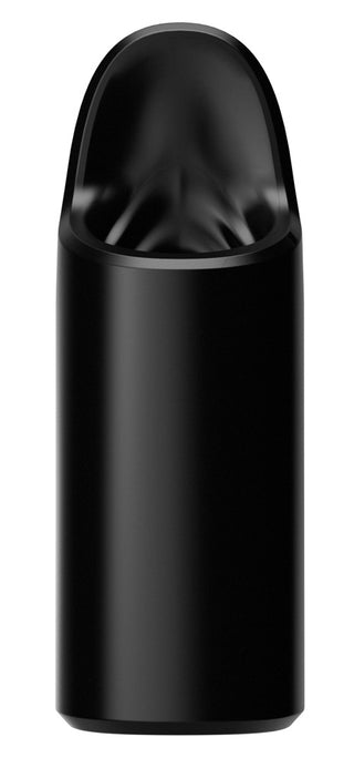 En elegant svart cylindrisk Arcwave Ion 2 Masturbator med en modern, minimalistisk design, med släta linjer och inspirerad av innovativ Pleasure Air-teknik, mot en vit bakgrund.