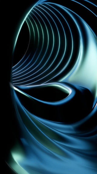 Abstrakt blå och svart tunnel med böjda, glödande linjer framkallar djup och rörelse, inspirerad av den innovativa Pleasure Air-tekniken i Arcwave Ion 2 Masturbator.