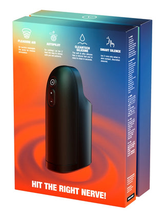 Svart Arcwave Ion 2 Masturbator visas på en färgglad låda med fet "HIT THE RIGHT NERVE!"-text och funktionsikoner som framhäver den innovativa Pleasure Air-tekniken.