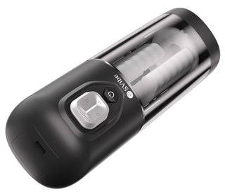 IKON VOLT Masturbator har avancerad teknik och ett transparent hölje som avslöjar dess inre mekanism - en innovation som kan liknas vid en elektrisk vinöppnare med synlig korkskruv.