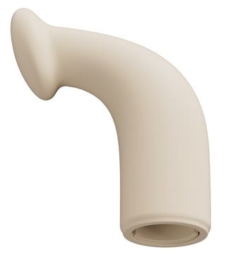 Lovense Spinel-fäste i beige silikon med böjd design, rundad spets och öppen ände.