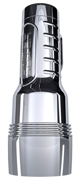 Fleshlight Quiver Masturbator, klart silikonmaterial, upprätt cylindrisk design, visad mot en vit bakgrund.