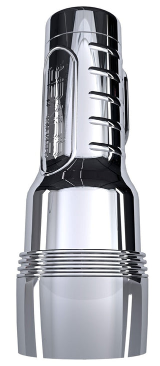 Fleshlight Quiver Masturbator, klart silikonmaterial, upprätt cylindrisk design, visad mot en vit bakgrund.