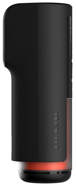 Matt svart Arcwave Thruster med rotationsfunktion, CleanTech-silikon och röd accent på basen, avbildad mot vit bakgrund.
