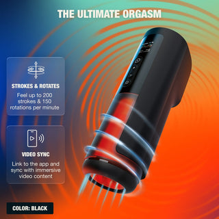 Black Arcwave Thruster – stimulator för män, tillverkad av CleanTech-silikon, cylindrisk design med rotationsfunktion och app-synkronisering.