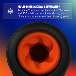 Svart och orange Arcwave Thruster med roterande funktion, autopilotfunktion och en strukturerad inre silikonkammare.