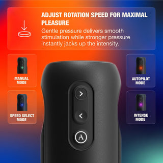 Svart Arcwave Orbit-enhet i silikon med 360°-rotation, tydliga kontrollknappar och en kompakt, ergonomisk design.
