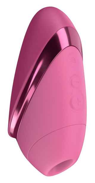 Rosa handhållen Womanizer Next Liberty med knappar, metalliska detaljer och en elegant 3D-design.