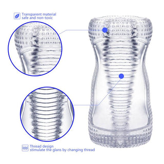 Vi presenterar Hannx2 Handjob Stroker: en genomskinlig silikonfodral gjord av högkvalitativ TPR, med detaljerade närbilder och markerade element för maximal tillfredsställelse.