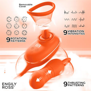 Engily Ross Lizer Pro: orange vibrator med kontrollpanel, avtagbart lock, 9 vibrationsmönster och intensiteter-perfekt för dig som gillar vibrerande ägg eller söker en oscillerande tunga-effekt.