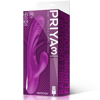 Priya Vibe Rabbitvibrator kommer i ett elegant paket som framhäver dess design med tre motorer. Med textfunktioner: Priya, Motors. Rabbit Vibrator & Flipping Tongue, den är designad för nöje och är IPX6 vattentät för bekvämlighet.
