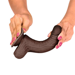 Slidy Dildo Dual Layer, 18 cm, konstruktion i dubbla lager av TPE, kraftig sugkopp, realistisk design.
